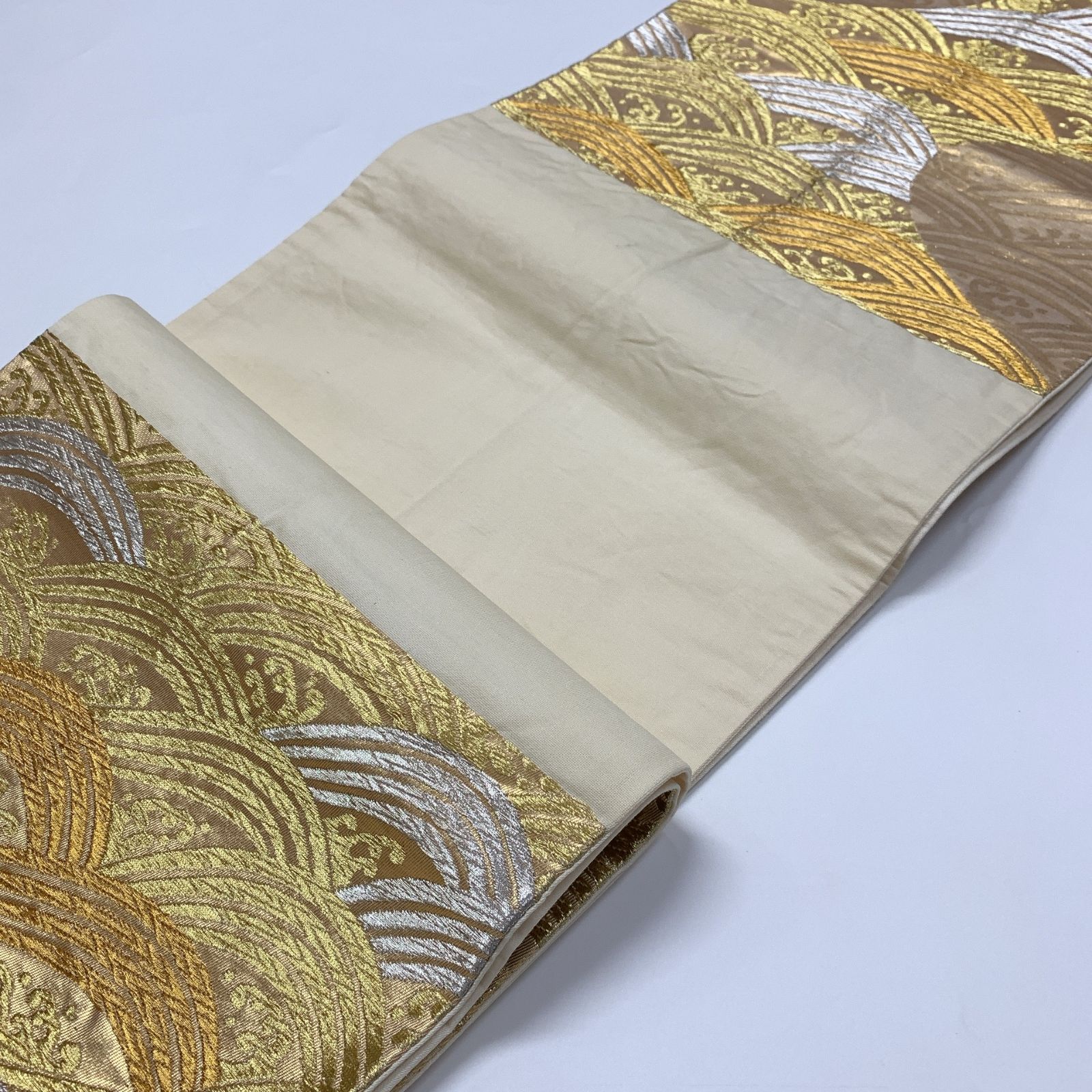 6308］袋帯 立波流水文様 金銀糸 六通 正絹 着物 フォーマル 金