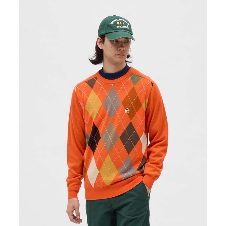 25秋冬 マンシングウェア Munsingwear メンズ アーガイル柄クルー