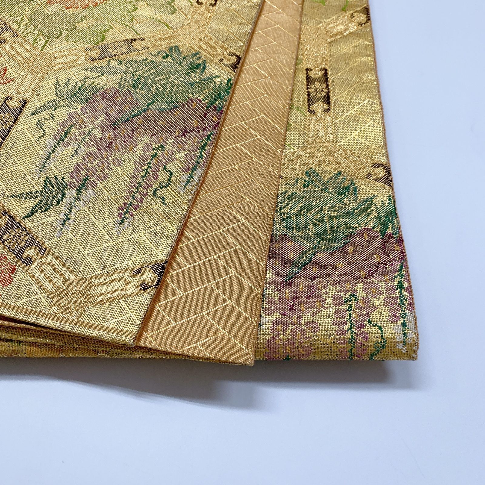6316］袋帯 草花亀甲文様 金彩 六通 正絹 着物 フォーマル 金 - メルカリ