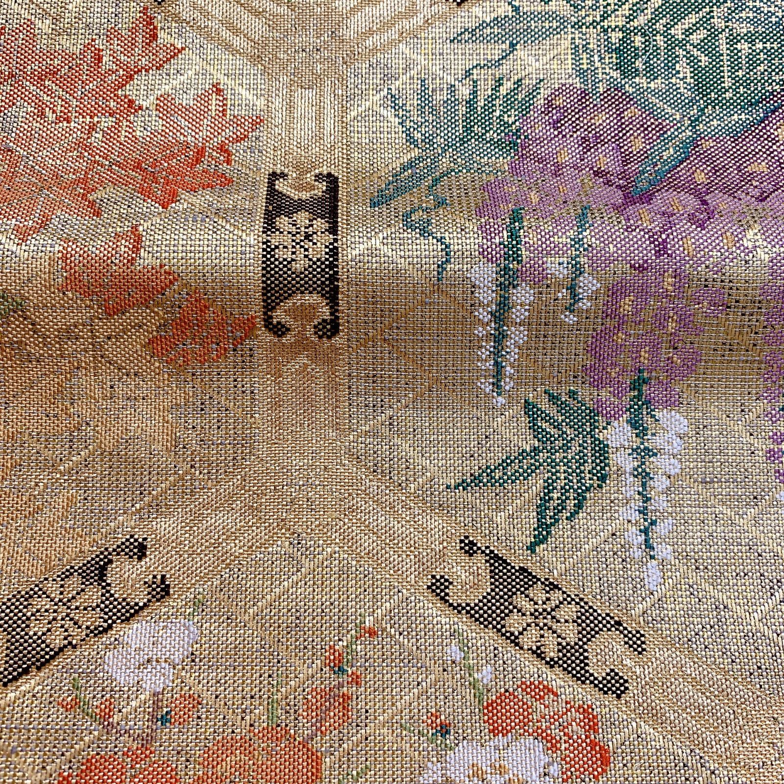 6316］袋帯 草花亀甲文様 金彩 六通 正絹 着物 フォーマル 金 - メルカリ