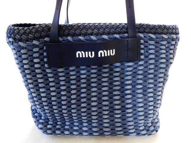 Miu Miu** デニムハンドバッグ 国内買付【MIU MIU】ボー デニム ハンドバッグ 横型 (MiuMiu