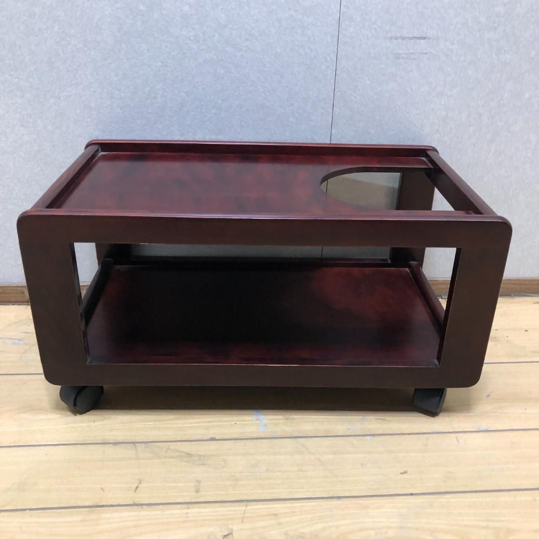 ダークブラウン木製テーブル キャスター付き、お座敷ワゴン ダークブラウン木製テーブル キャスター付き、お座敷ワゴン