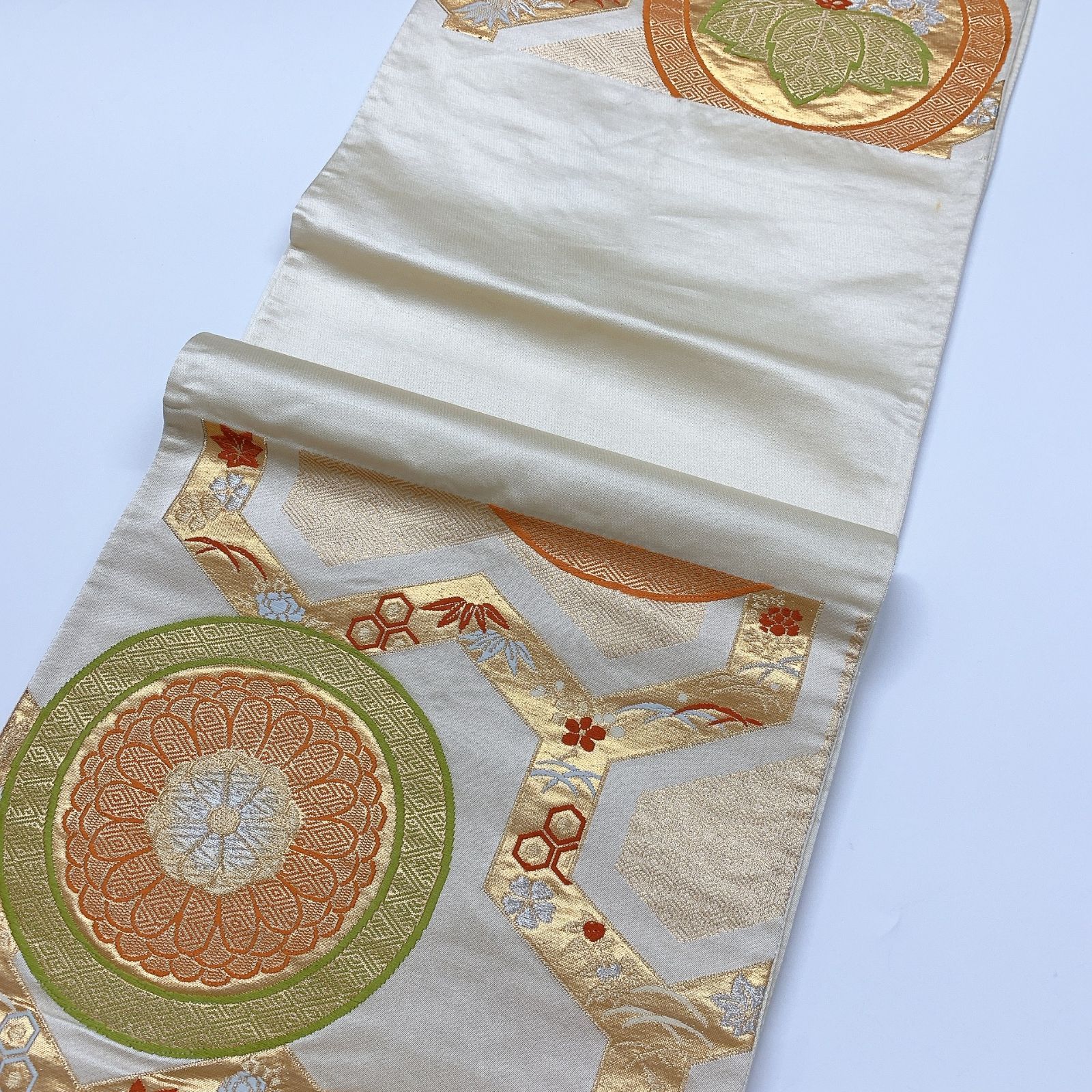 6320］袋帯 桐花丸毘沙門亀甲文様 六通 正絹 着物 フォーマル - メルカリ