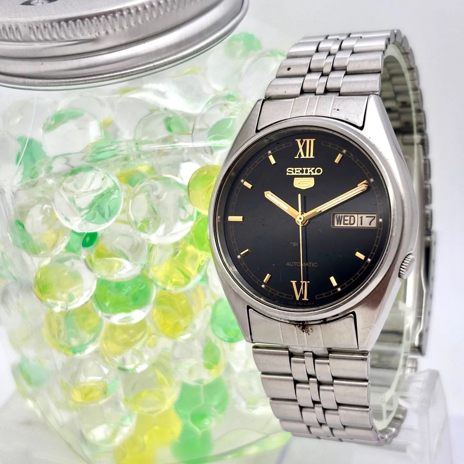 稼働】SEIKO5 セイコー5 機械式 自動巻き メンズ 腕時計 シルバー