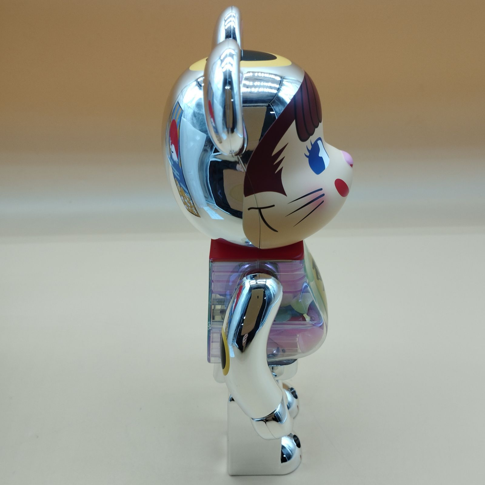 D20403】BE@RBRICK 招き猫 ペコちゃん 銀メッキ 蓄光ミルキー入り ※400