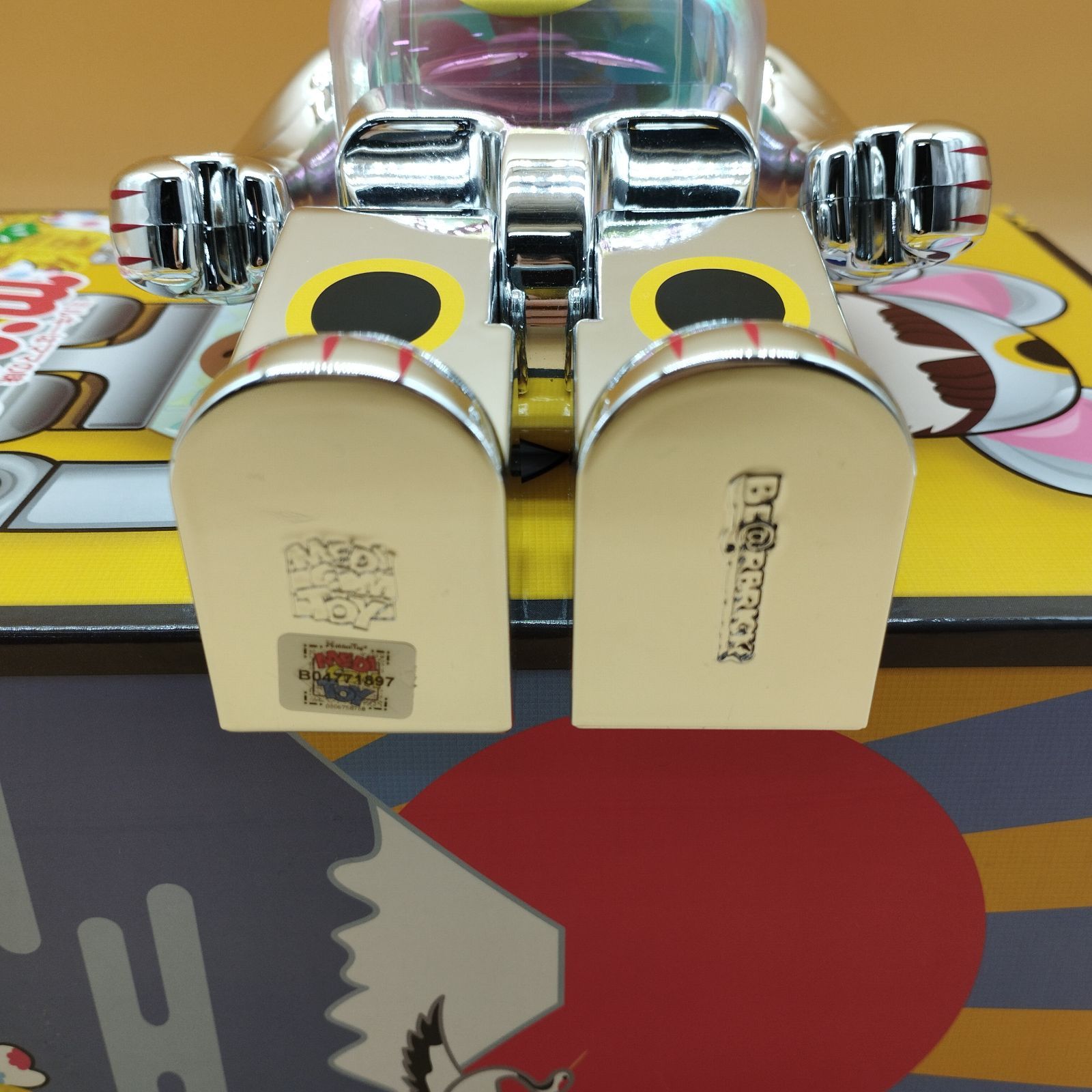 D20403】BE@RBRICK 招き猫 ペコちゃん 銀メッキ 蓄光ミルキー入り ※400