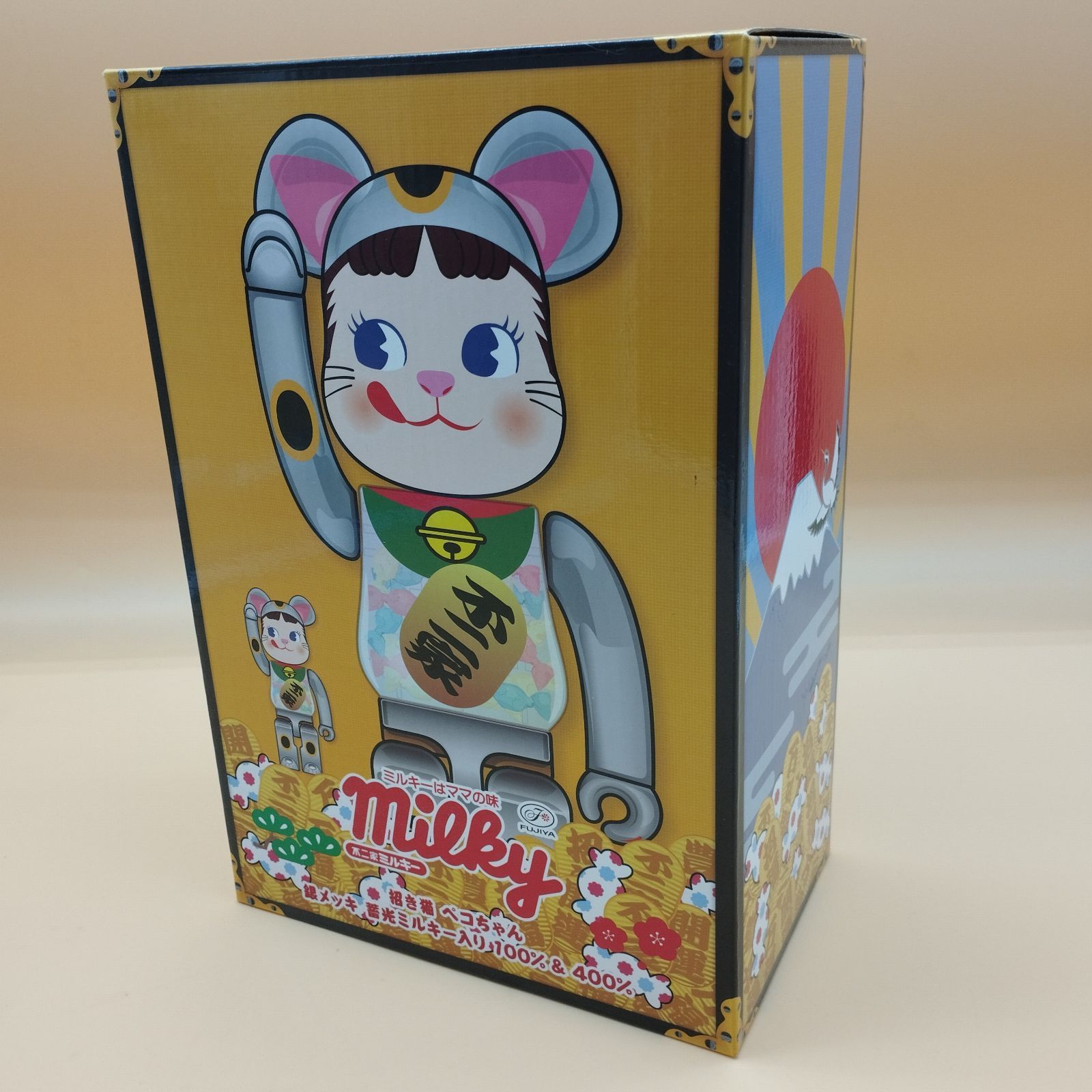 D20403】BE@RBRICK 招き猫 ペコちゃん 銀メッキ 蓄光ミルキー入り ※400