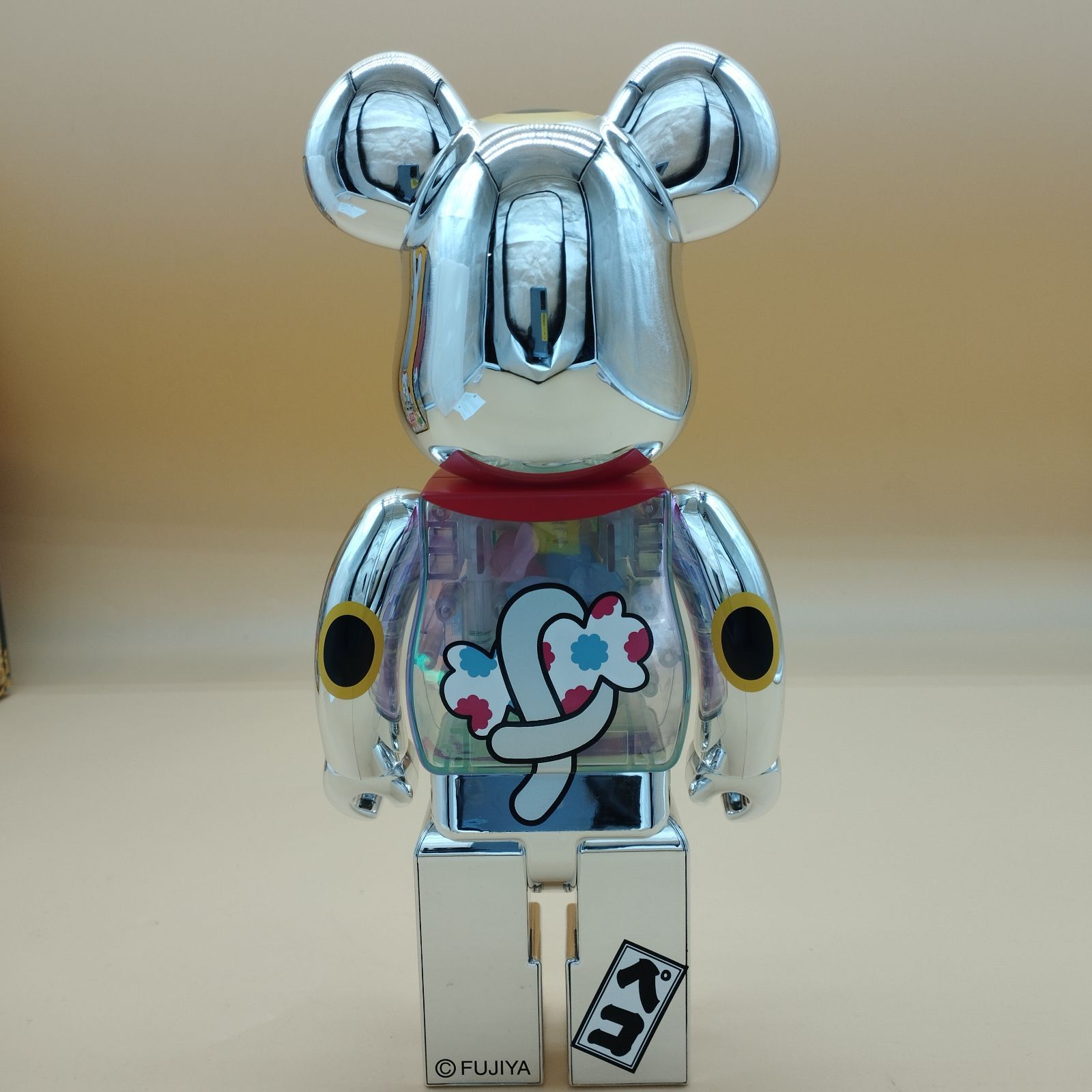 BE@RBRICK 招き猫 ペコちゃん 福 銀メッキ 1000％ 不二家 MEDICOM TOY - BE@RBRICK 招き猫 ペコちゃん 銀メッキ 蓄光ミルキー
