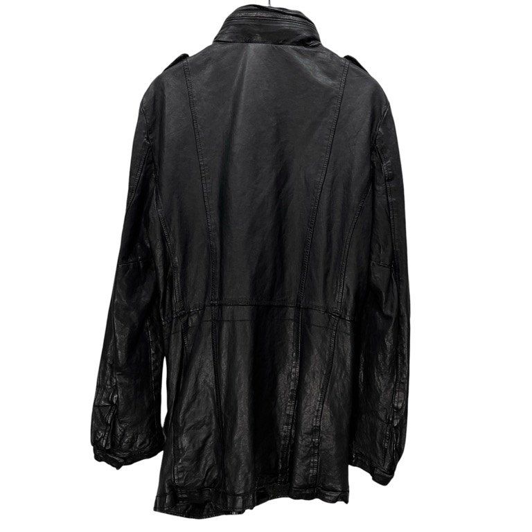 GIORGIO BRATO ラムレザーシルクニットライニングフーデッドロング