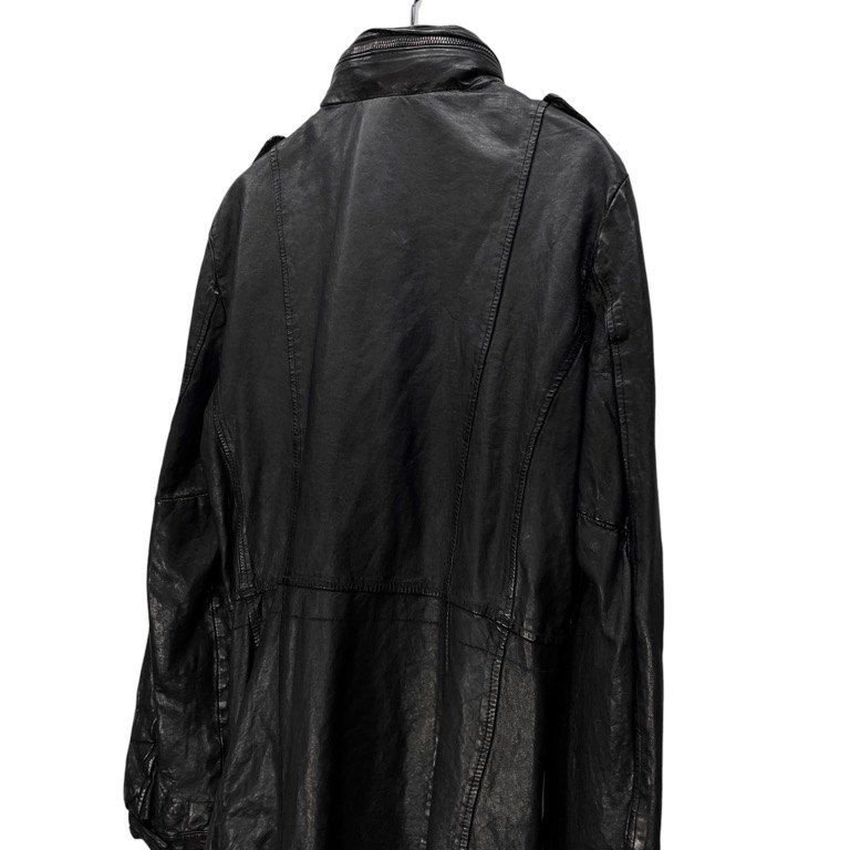 GIORGIO BRATO ラムレザーシルクニットライニングフーデッドロング