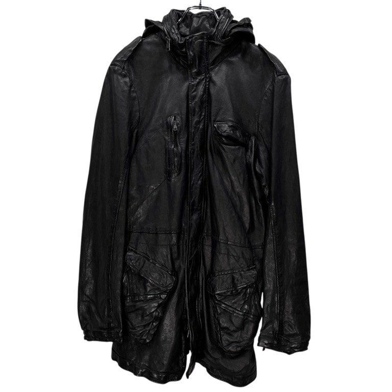 GIORGIO BRATO ラムレザーシルクニットライニングフーデッドロング