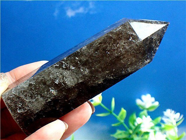 AAA級【魔除け】◇天然モリオン(黒水晶）クラスター柱子B88C2/32C17D