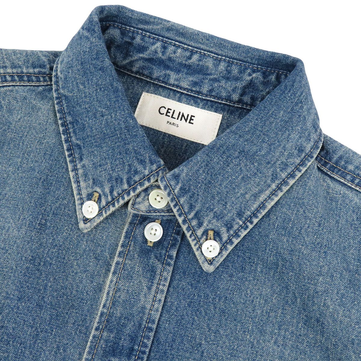 セリーヌ トリオンフ エンブロイダリー クロップド デニム シャツ