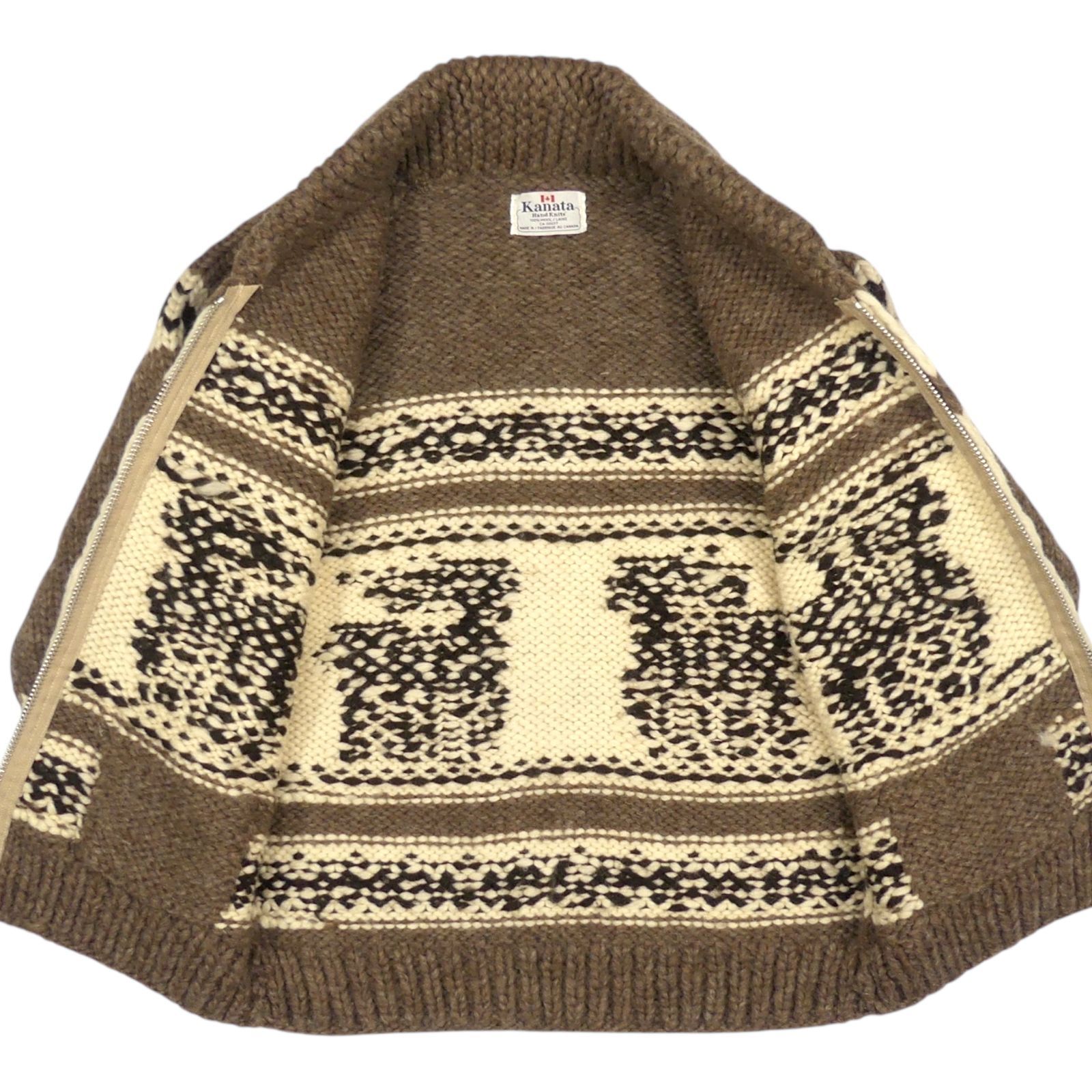 カウチンセーター kanata ニット L カナダ製 カナタ シカ 鹿柄 ウール