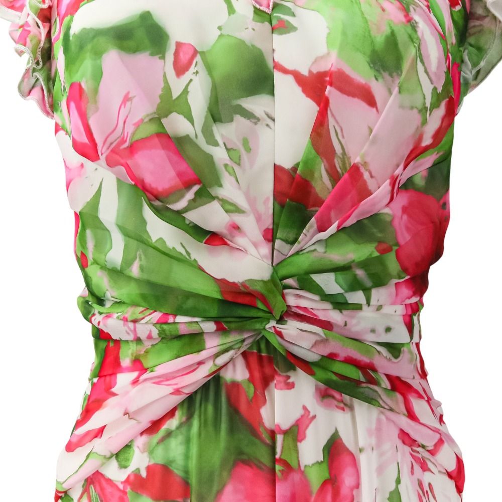 美品♡タダシショージ フラワープリント ティアード ドレス シフォン フリル 2 良品 TADASHI SHOJI タダシショージ フラワープリント フリル ドレス