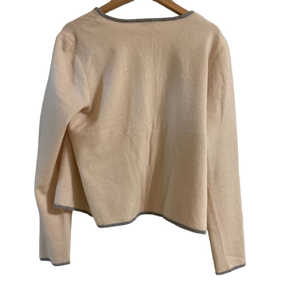 美品 FOXEY フォクシー カシミヤ100％ 配色トリム カーディガン 半袖