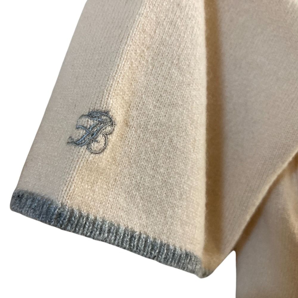 美品★FOXEY BOUTIQUE★カシミヤ100% アンサンブル ベージュ40 美品 FOXEY フォクシー カシミヤ100％ 配色トリム カーディガン 半袖