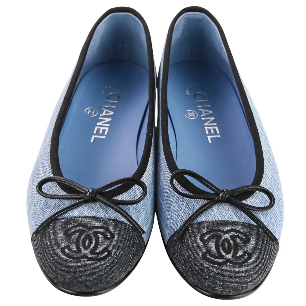 美品 25P CHANEL シャネル バレリーナ ココマーク デニムバレエ