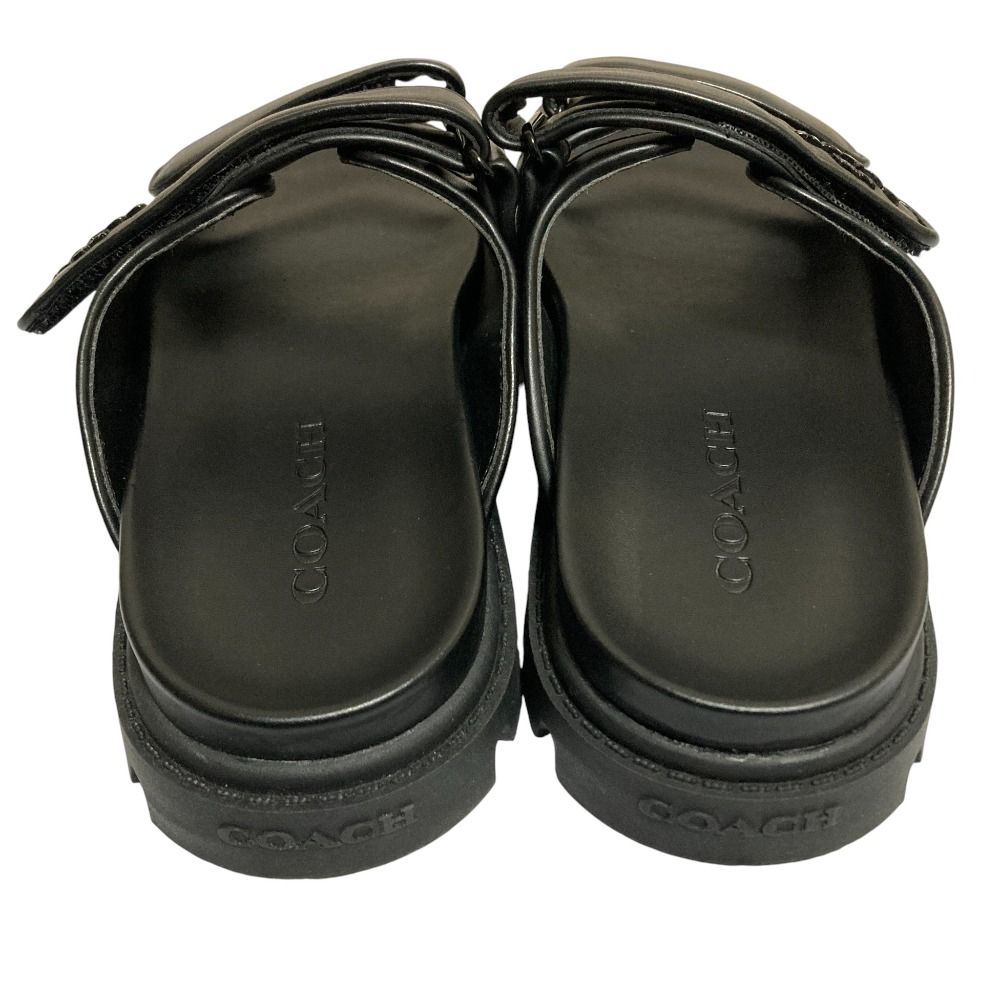 美品 COACH コーチ レザー ツーバンド スポーツ スライドサンダル