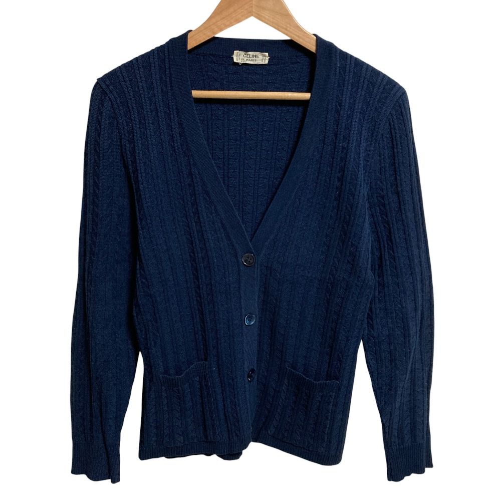 CELINE セリーヌ ヴィンテージ ケーブルニットカーディガン ネイビー