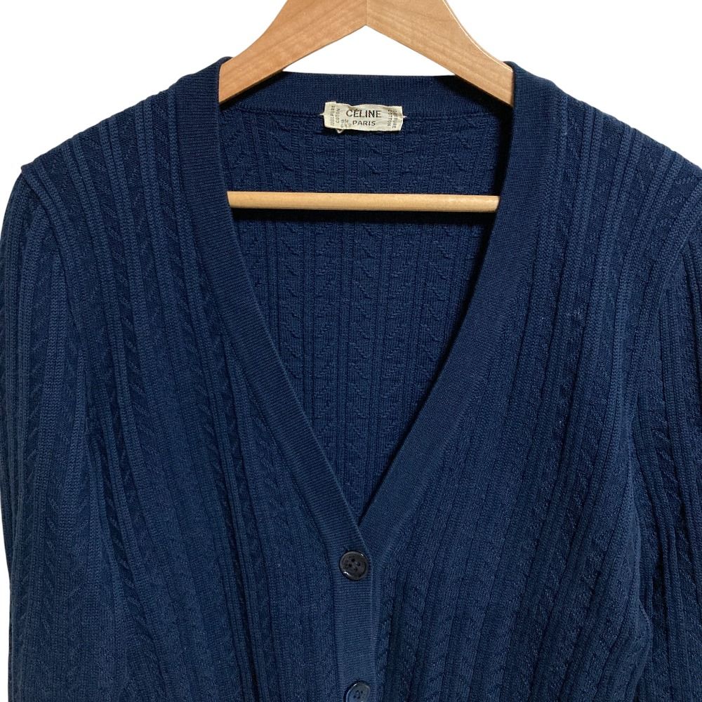 CELINE セリーヌ ヴィンテージ ケーブルニットカーディガン ネイビー