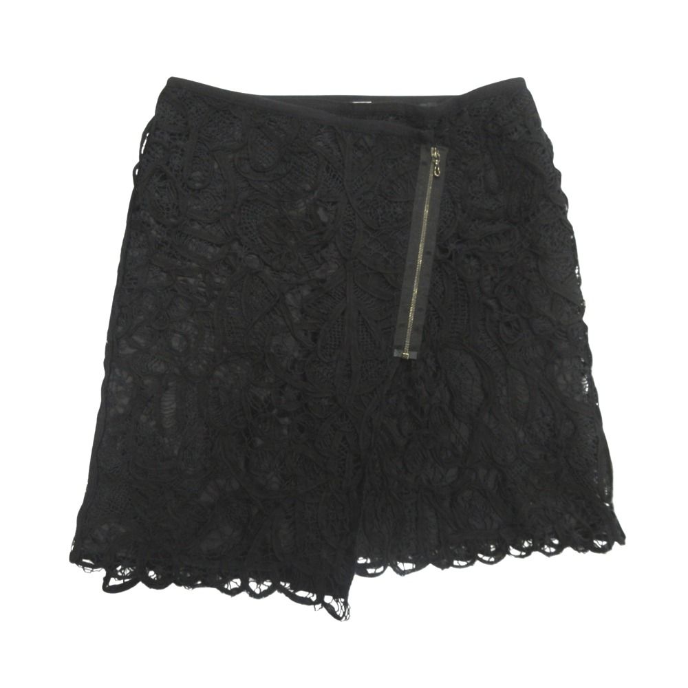 美品 ADORE アドーア 総レース ラップ スカート ミニ 刺繍 38 黒