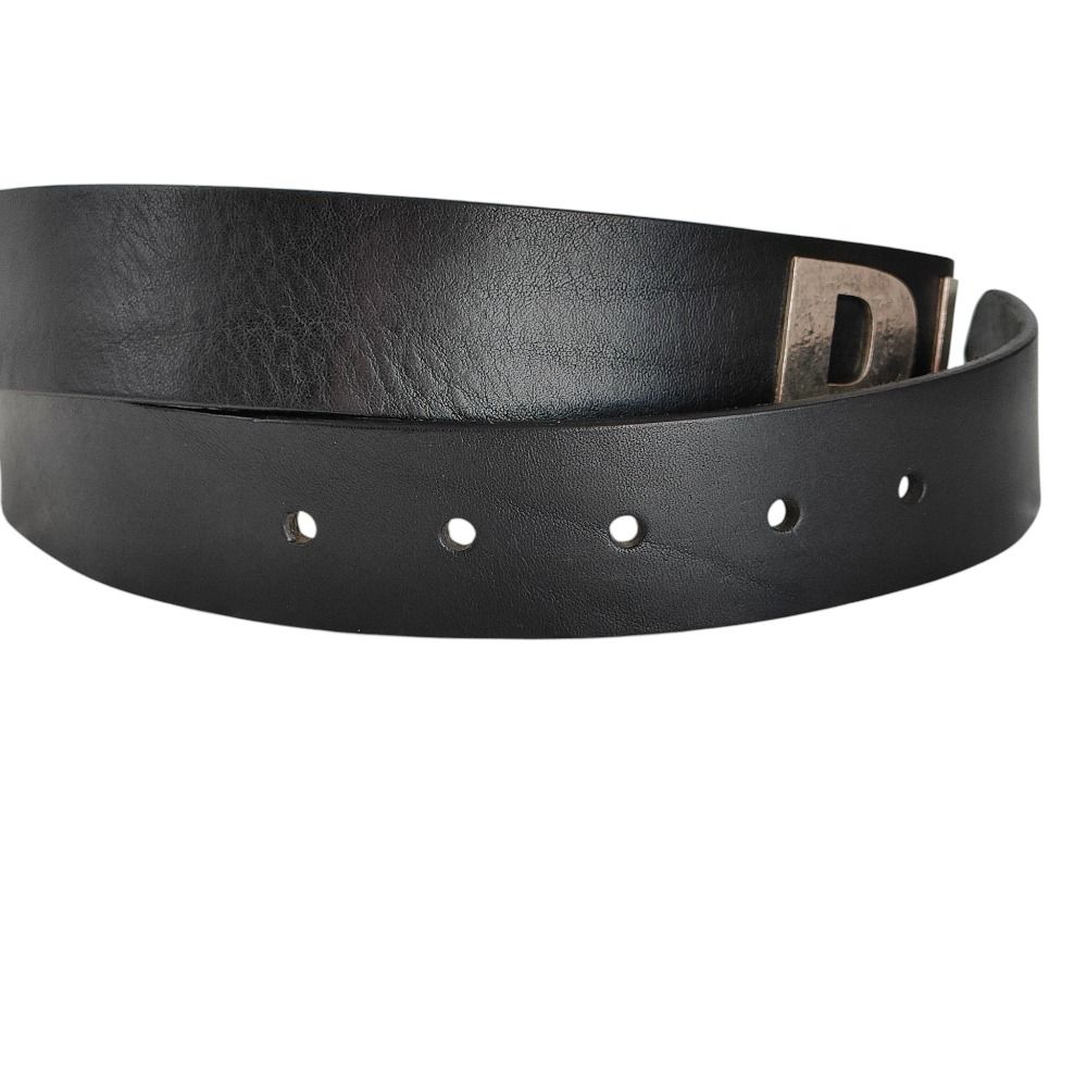 【未使用】DIESEL ラメデザイン Dメタルロゴ ベルト レディース ブラック 未使用 DIESEL ディーゼル レザー メタルロゴデザイン ピンバックル