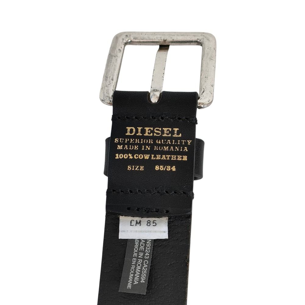 未使用 DIESEL ディーゼル レザー メタルロゴデザイン ピンバックル