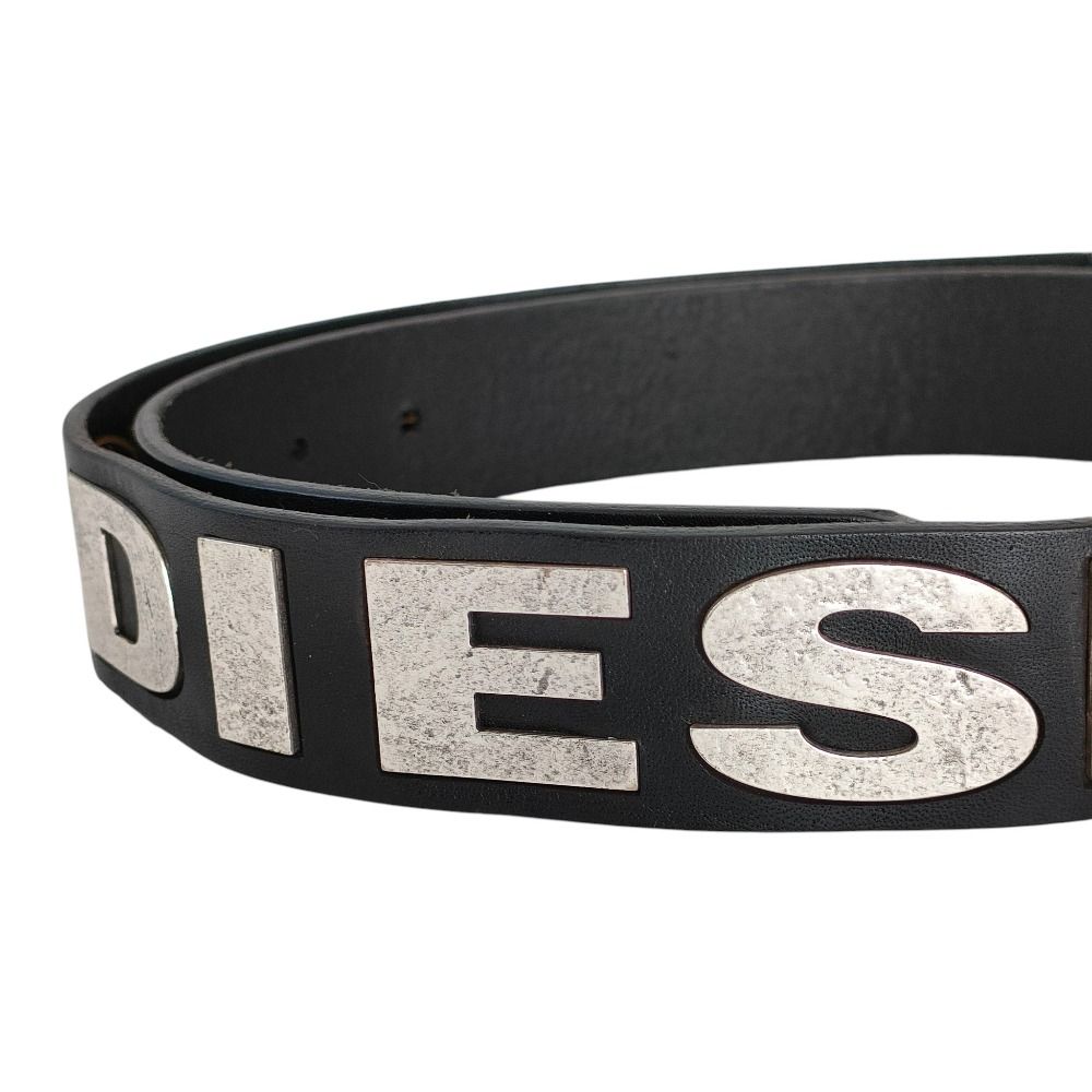 未使用 DIESEL ディーゼル レザー メタルロゴデザイン ピンバックル