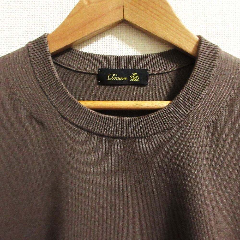 美品 Drawer ドゥロワー 18G天竺 レイヤー ショートスリーブ ニット