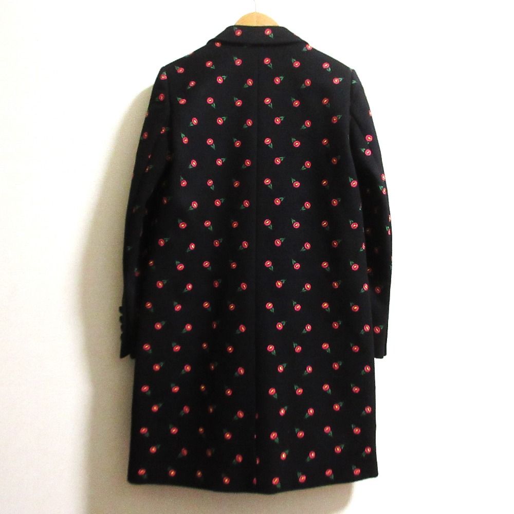 美品 GUCCI グッチ フラワーエンブロイダリー ウール チェスターコート
