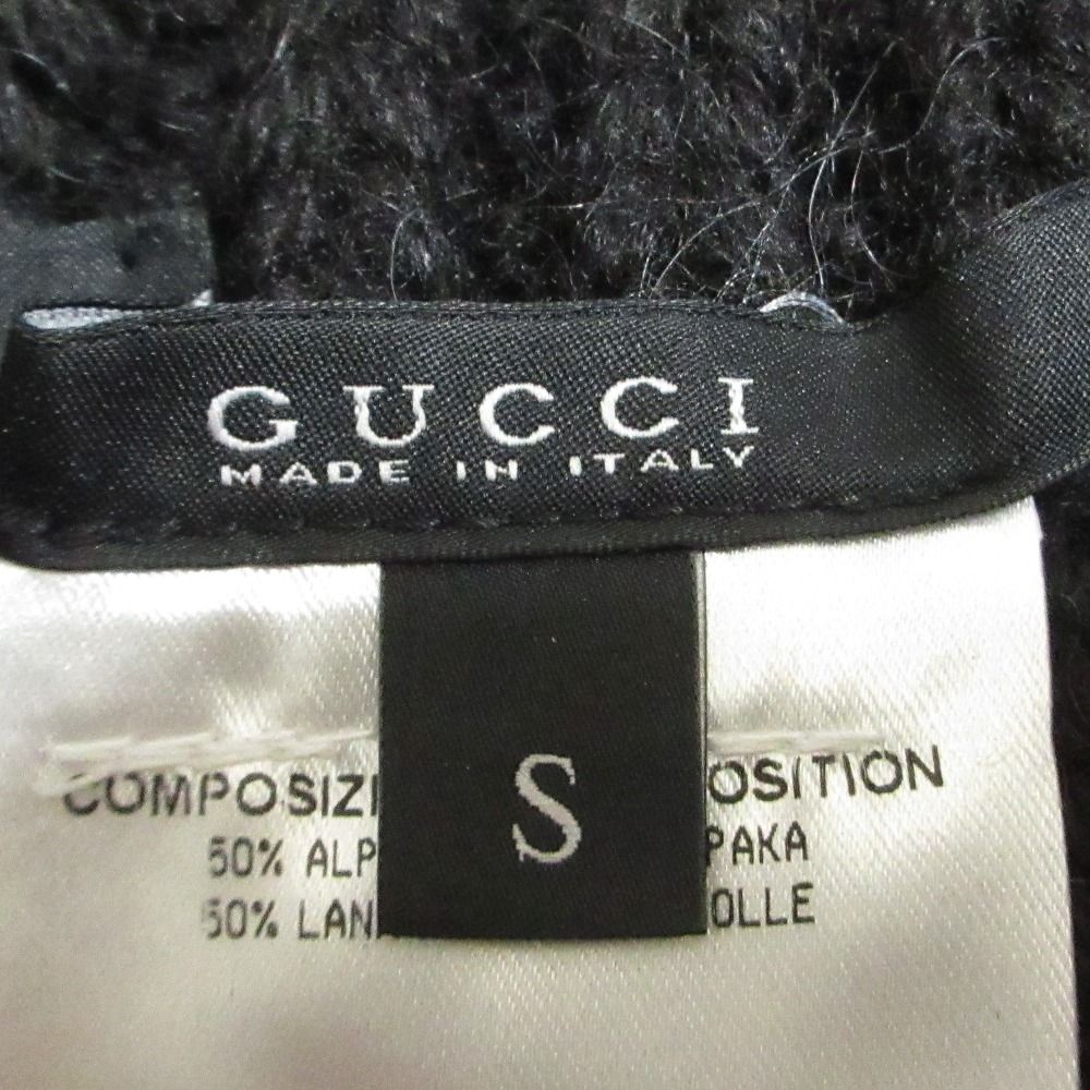 美品 GUCCI グッチ アルパカウール フリンジ ショップ ニットポンチョ