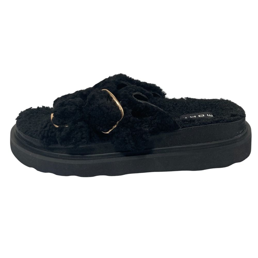 美品 MOHI… モヒ ムートンベルトサンダル 38 約24cm ブラック