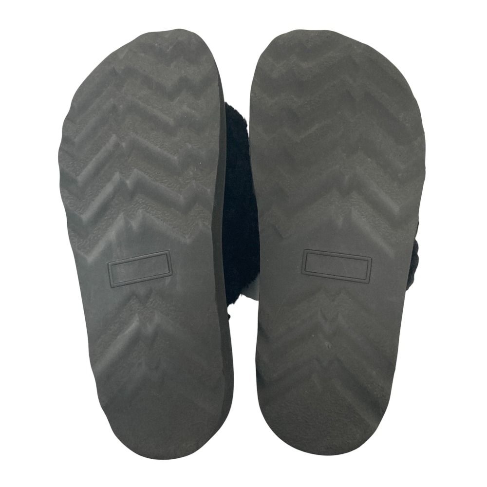 美品 MOHI… モヒ ムートンベルトサンダル 38 約24cm ブラック