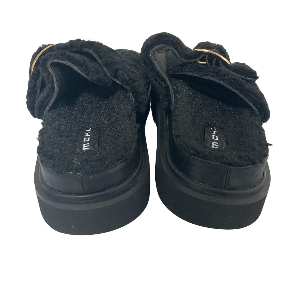 美品 MOHI… モヒ ムートンベルトサンダル 38 約24cm ブラック