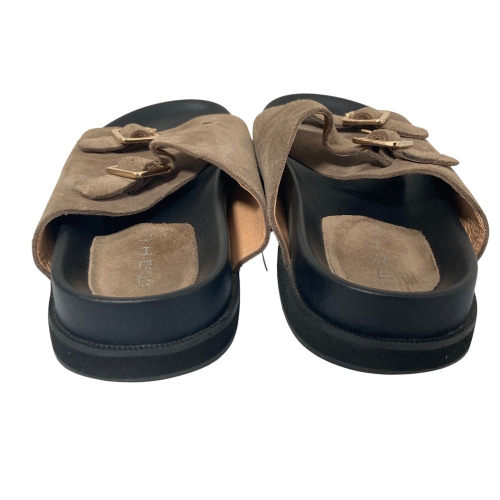 美品 MOHI モヒ スエード ダブルバックル フラットサンダル 38 24cm