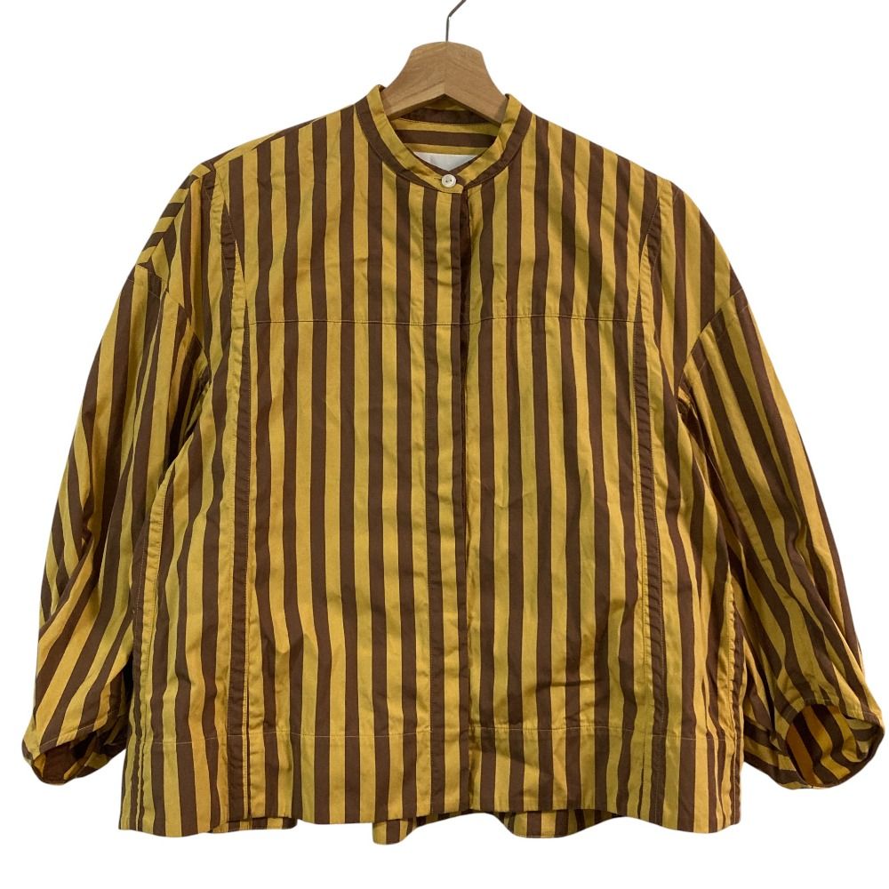 美品 JIL SANDER ジルサンダー ストライプ 長袖 バンドカラーシャツ 