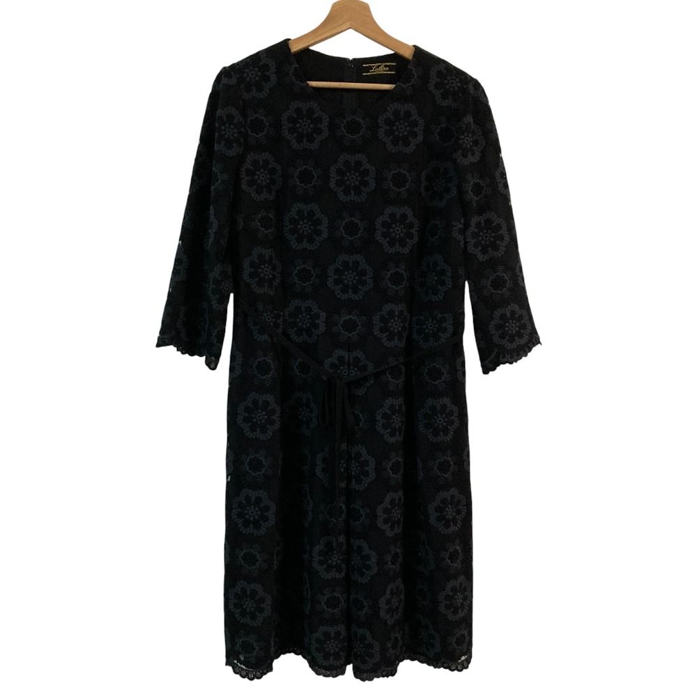 美品 Leilian レリアン フラワー刺繍 ワンピース 大きいサイズ13+