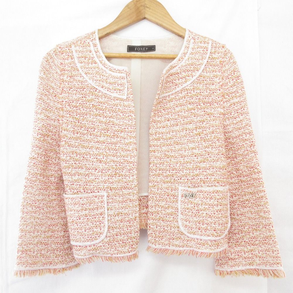 FOXEY フォクシー ノーカラー ツイードジャケット 30951 サイズ38