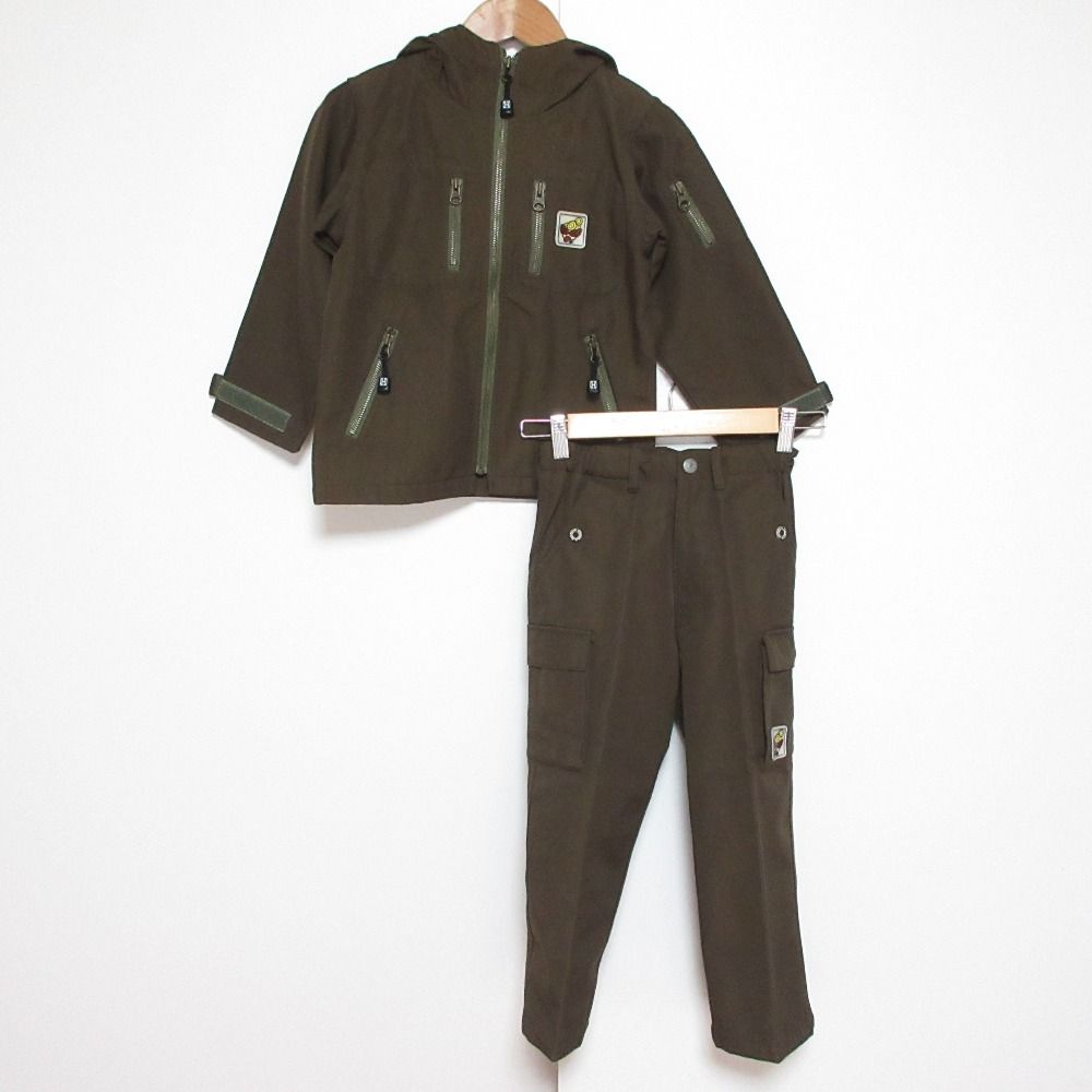 超激得，限定SALE 美品 HYSTERIC GLAMOUR MINI ヒステリックグラマーミニ ヒスミニ ファイヤーパターン パーカー カーゴパンツ セットアップ 110 カーキ キッズ 古着 中古 USED その他