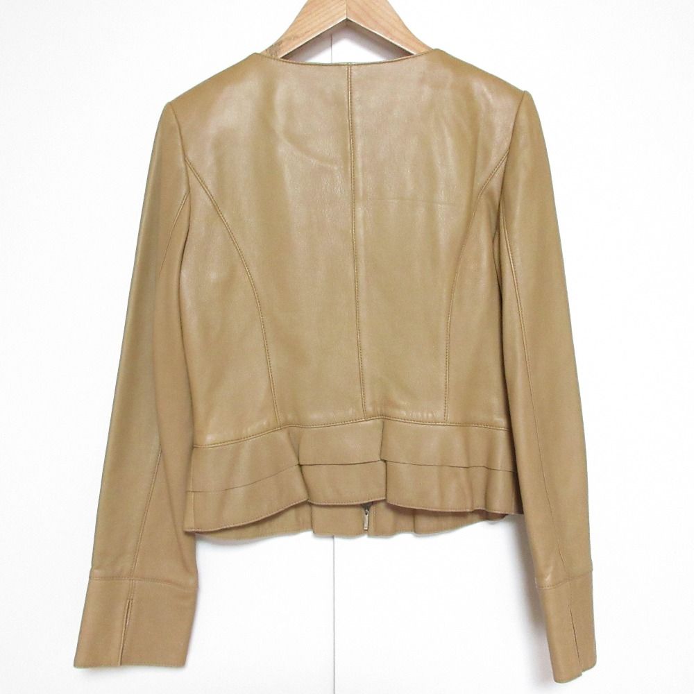 美品　ANAYI　アナイ　ラムレザー　ライダースジャケット　ベージュ　38 ANAYI（アナイ） レザージャケット ライダース ラムレザーファスナー