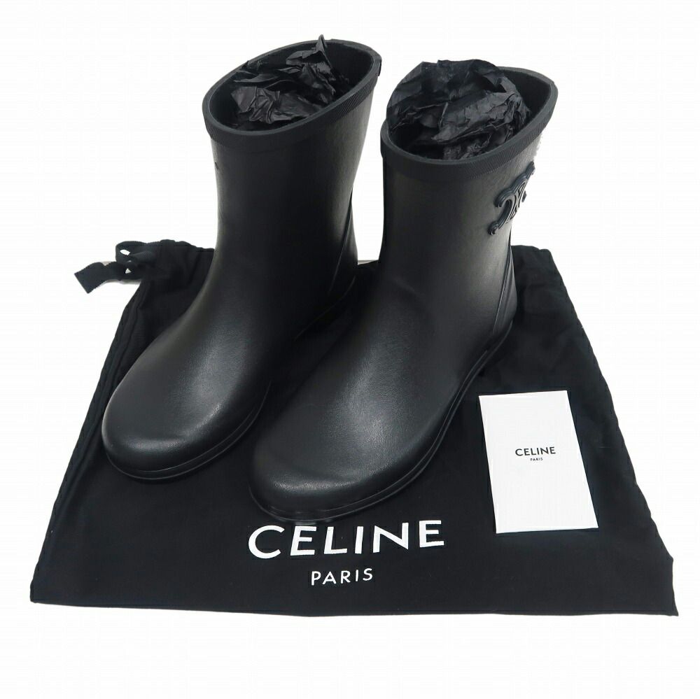 名東】セリーヌ レインブーツ マカダム ブラック ラバー サイズ37