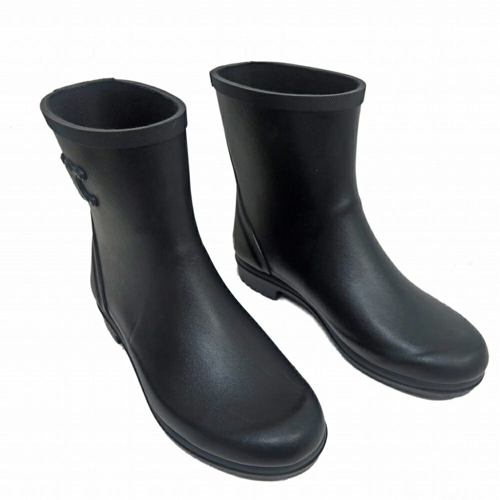 名東】セリーヌ レインブーツ マカダム ブラック ラバー サイズ37