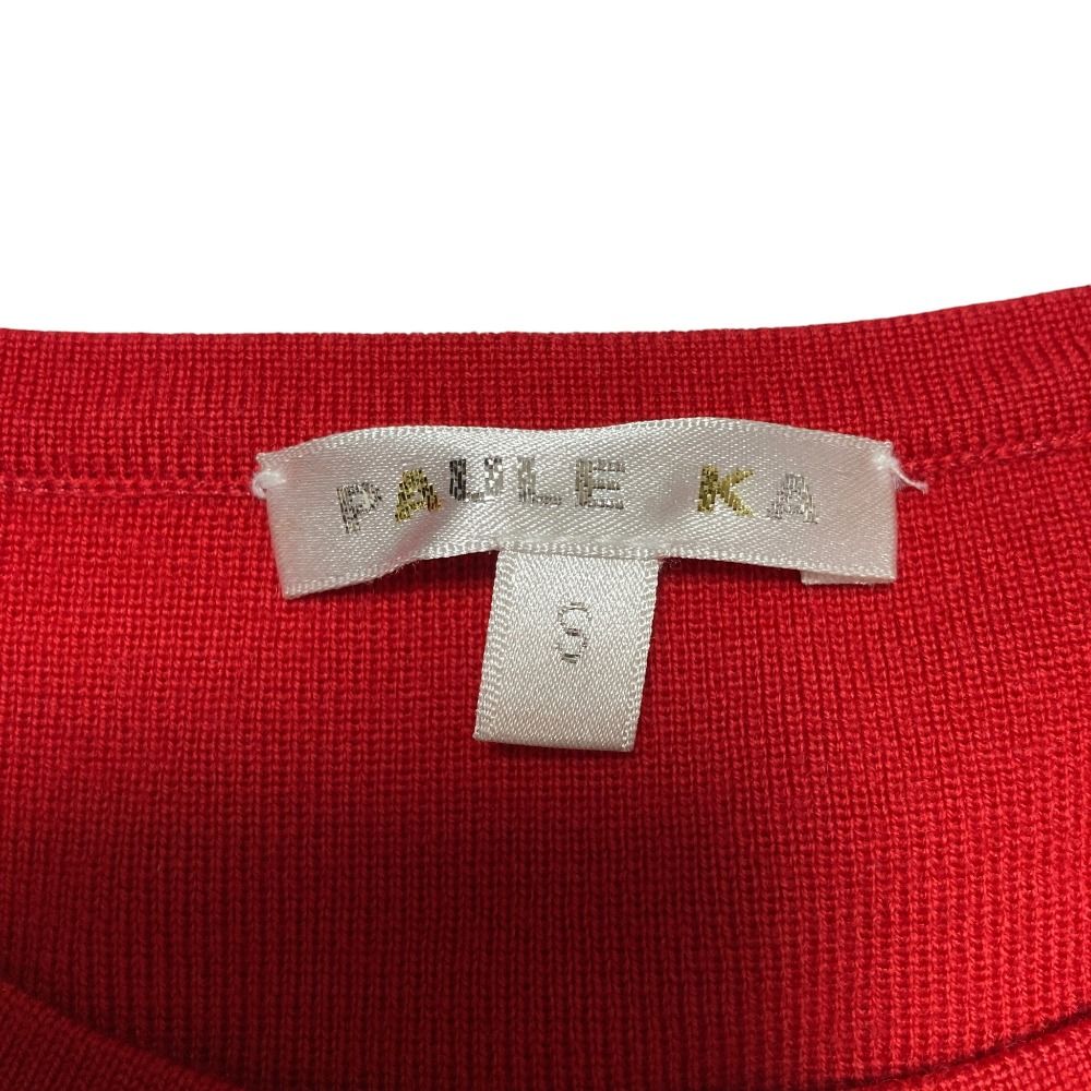 美品 PAULE KA ポールカ 裾ギャザー ニットワンピース サイズS レッド