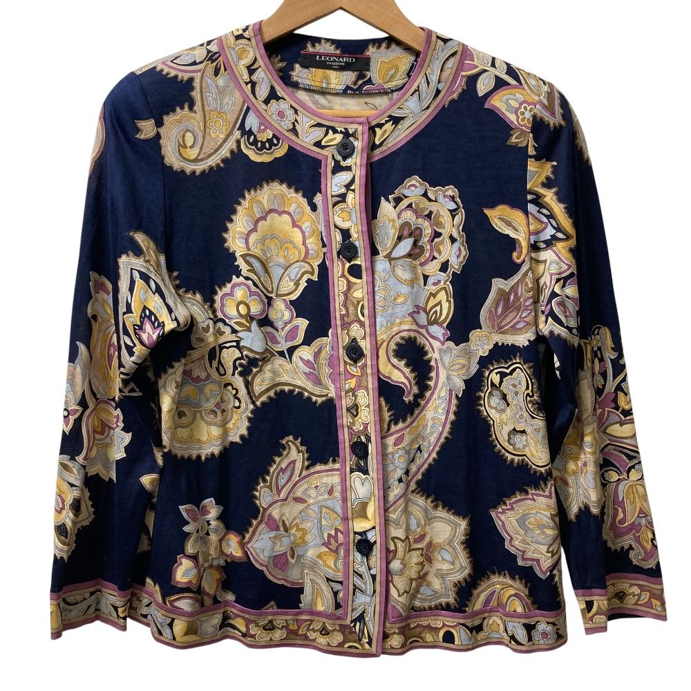 美品 LEONARD レオナール ペイズリー柄 カーディガン ジャケット