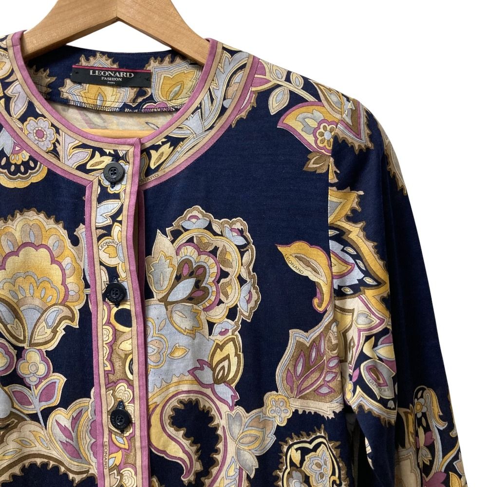 美品 LEONARD レオナール ペイズリー柄 カーディガン ジャケット