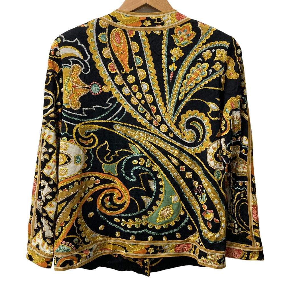 美品 LEONARD レオナール ペイズリー柄 フラワーボタン カーディガン