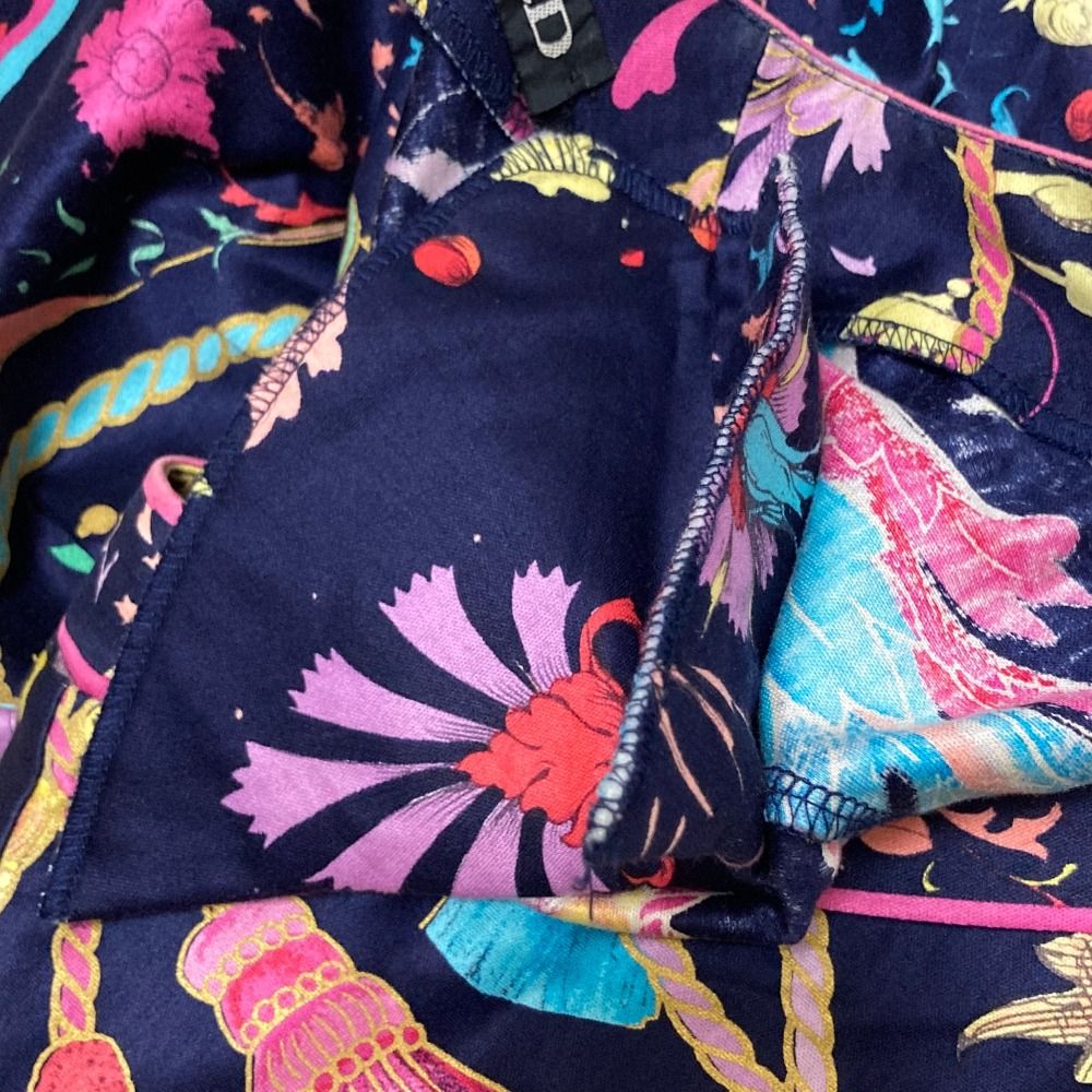 美品 LEONARD レオナール Vネック リボン ロープ プリント 半袖