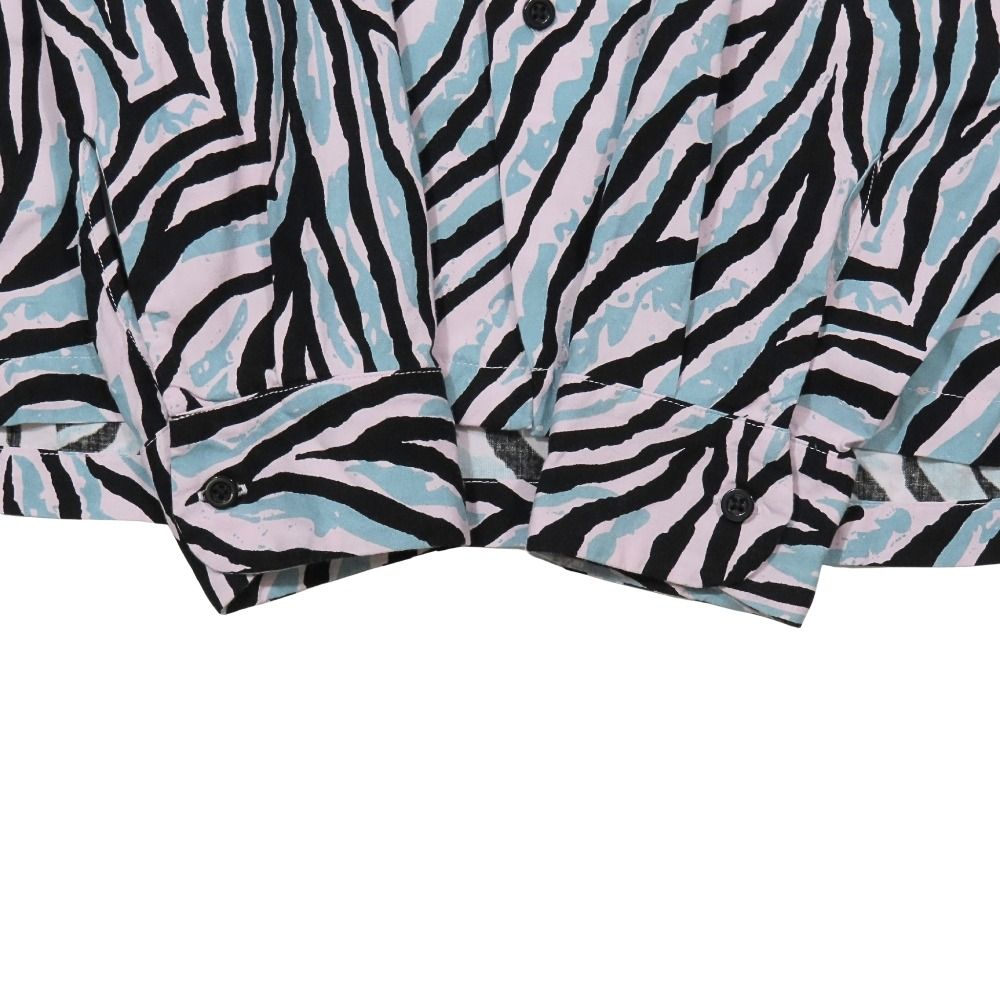 美品 MINEDENIM マインデニム オープンカラー シャツ 長袖 ゼブラ柄 総