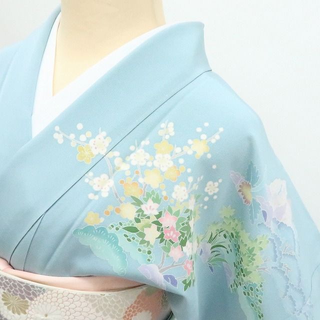 百華❀Y4246◇作家物 賢落款 手縫い仕立て 正絹 訪問着 着物 単品